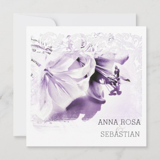 *~* Lily AR12 QR FOTO RSVP Bloemenbruiloft Kaart (Voorkant)