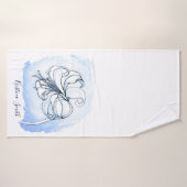 Lily Art White en Blue Elegant floral sjabloon Badhanddoek (Badhanddoek)