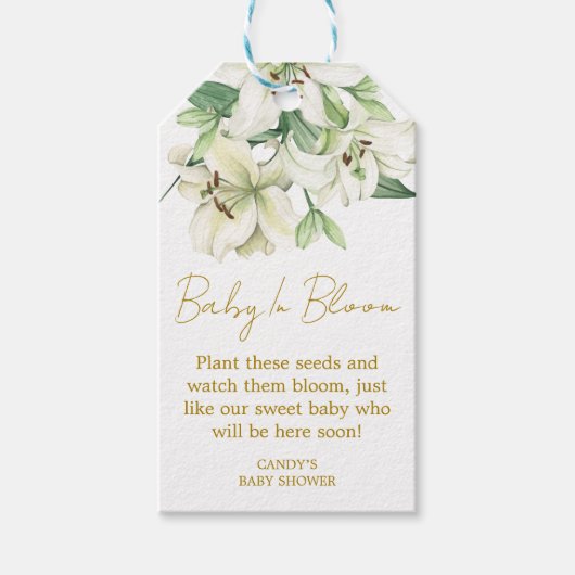 Lily Baby Shower Zaad Cadeautags Cadeaulabel (Voorkant)