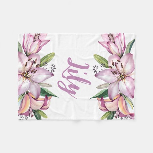 Lily Babydeken, Lily Floral, Lily Nursery, Baby Fleece Deken (Voorkant (Horizontaal))