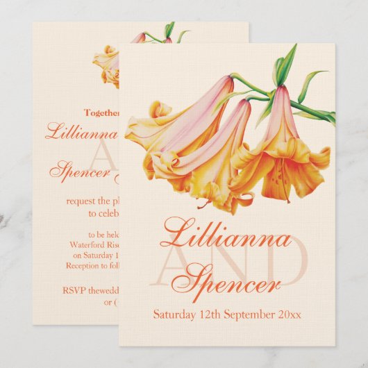 Lily bell art bruiloft bloem bruiloft uitnodiging (Voorkant / Achterkant)