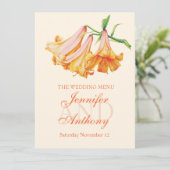 Lily bell fine art bruiloft diner menu (Staand voorkant)