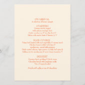 Lily bell fine art bruiloft diner menu (Achterkant)
