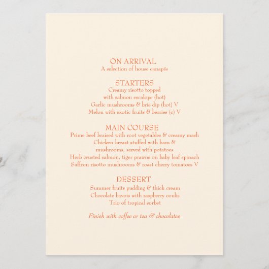 Lily bell fine art bruiloft diner menu (Achterkant)