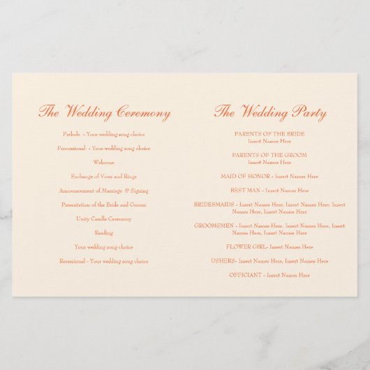 Lily bell Lilies trouwprogramma (Achterkant)