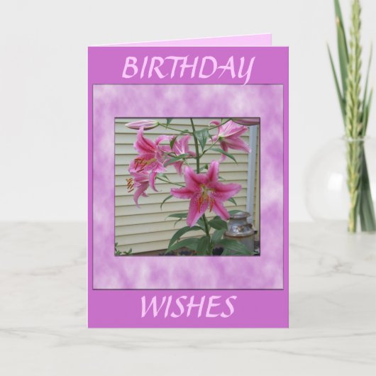 LILY BIRTHDAY WISHES KAART (Voorkant)