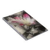 Lily bloeit zwart-wit laptop notitieboek (Rechterzijde)