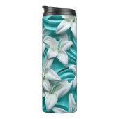 Lily bloem 3D naadloos patroon Thermische Tumbler Thermosbeker (Geroteerd rechts)