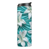 Lily bloem 3D naadloos patroon Thermische Tumbler Thermosbeker (Gedraaid links)