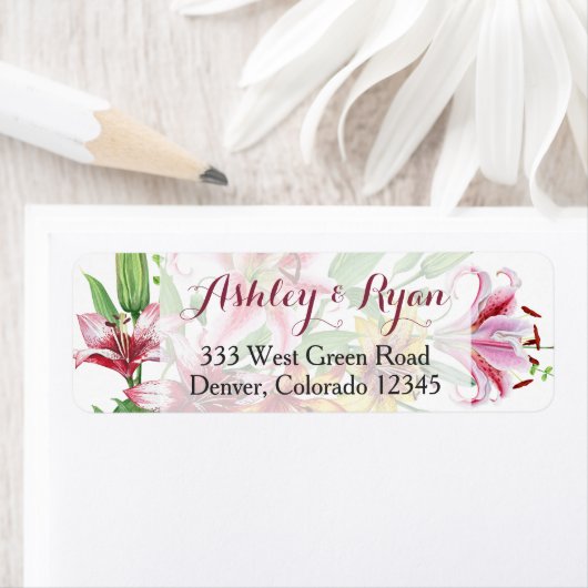 Lily Bloem Boeket Bruiloft Adres Label (Insitu)