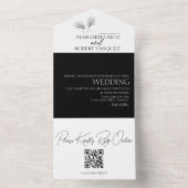 Lily Bloem Handgetekend Script Bruiloft All In One Uitnodiging (Binnen)