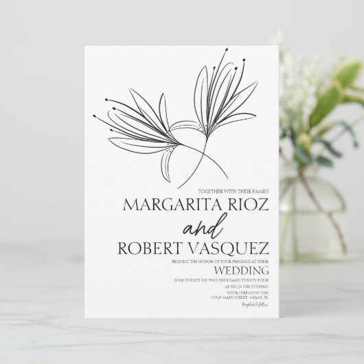 Lily Bloem Handgetekend Script Bruiloft Kaart (Staand voorkant)