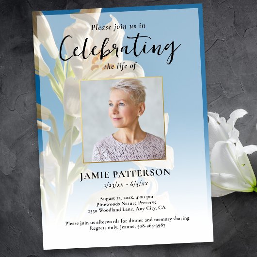 Lily Bloem Levensviering Foto Funeral Kaart