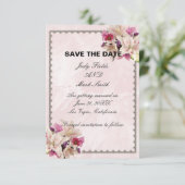 Lily Bloem Roze Marmer Trouw Save The Date RSVP Kaartje (Staand voorkant)