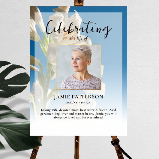 Lily Bloem Viering van het Leven Foto Funeral Poster