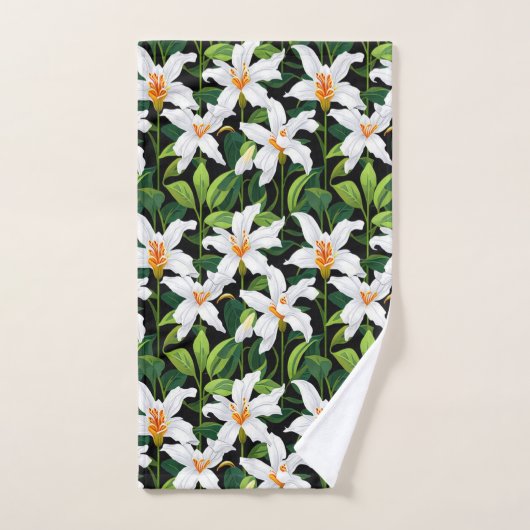 Lily-bloemen en -bladeren bad handdoek (Handdoek)