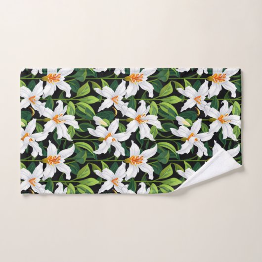 Lily-bloemen en -bladeren bad handdoek (Handdoek)