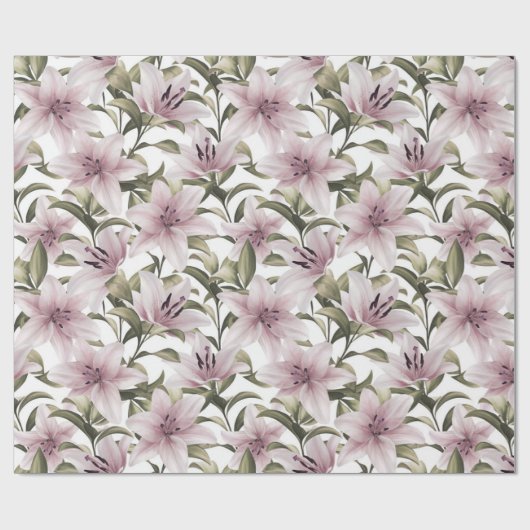 Lily bloemen. Floral patroon Cadeaupapier (Vlak)