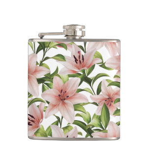 Lily bloemen. Floral patroon Heupfles