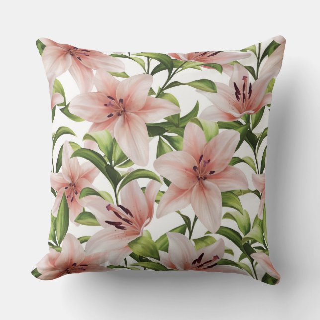 Lily bloemen. Floral patroon Kussen (Voorkant)