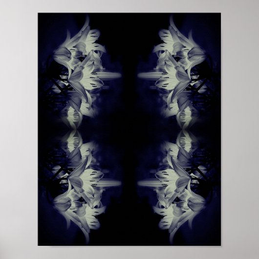 Lily bloemen in zwart-wit Abstract Poster (Voorkant)