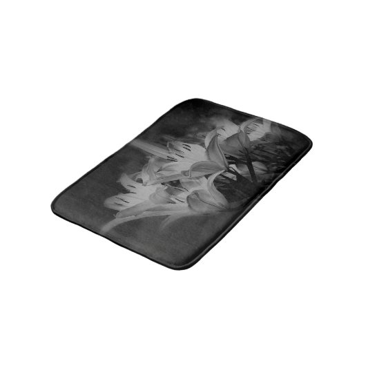 Lily bloemen in zwart-wit badmat (Gekanteld)