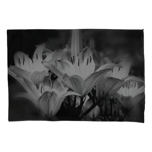 Lily bloemen in zwart-wit kussensloop (Voorkant)