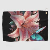 Lily Bloemen & Vlinder Golfhanddoek (Horizontaal)