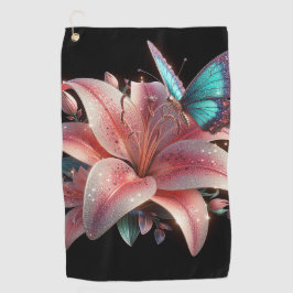 Lily Bloemen & Vlinder Golfhanddoek