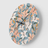 Lily Bloemenblauw Print Grote Klok (Hoek)