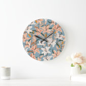 Lily Bloemenblauw Print Grote Klok (Huis)