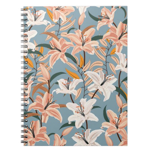 Lily Bloemenblauw Print Notitieboek (Voorkant)