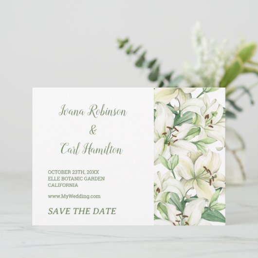 LILY Bloesem Elegantie Save The Date (Staand voorkant)