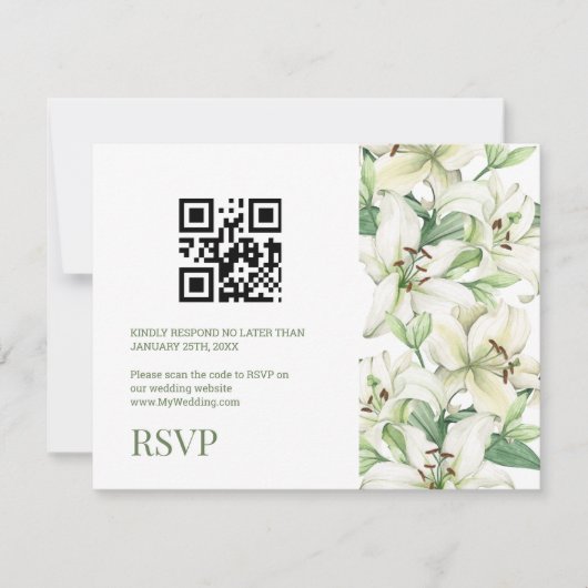 LILY Blossom Elegance QR-code RSVP Kaartje (Voorkant)