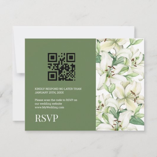 LILY Blossom Elegance QR-code RSVP Kaartje (Voorkant)