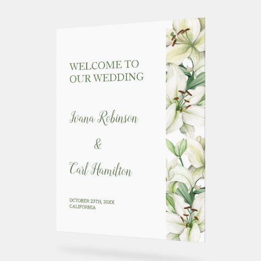 Lily Blossom Elegance Welkom Acryl Bord (Hoek)