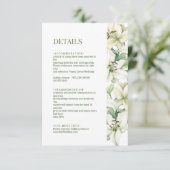 LILY Blossom Elegantie Bruiloft Details Informatiekaartje (Staand voorkant)
