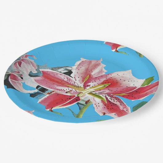 Lily blue lelies Bloembloemen Party Papier Bord (Gekanteld)