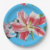Lily blue lelies Bloembloemen Party Papier Bord (Voorkant)