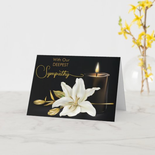Lily Candle Black Gold Sympathie Kaart (Gele Bloem)