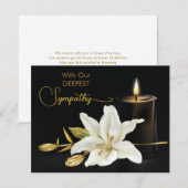 Lily Candle Black Gold Sympathie Notitiekaartje (Voorkant / Achterkant)