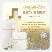 Lily Candle Cross Vierkante Sticker (Voorkant)