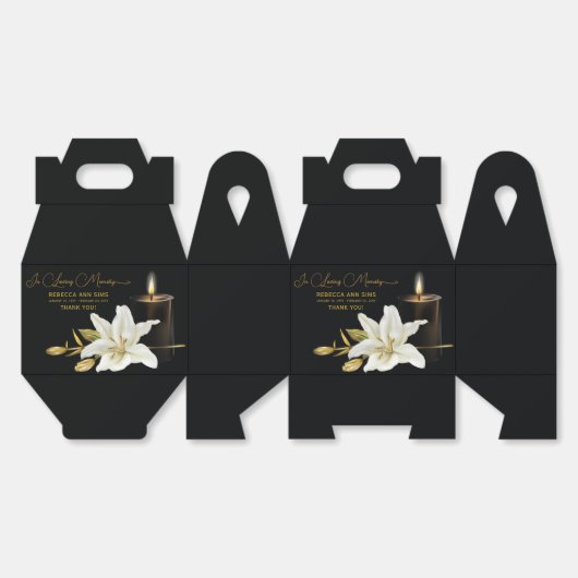 Lily Candle Funeral Bedankdoosjes (Ongevouwen)