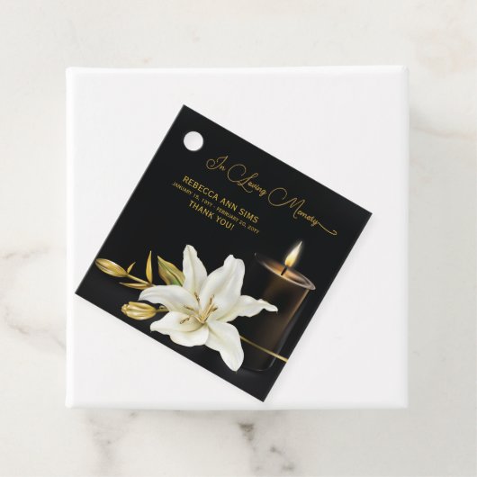 Lily Candle Funeral Bedankjes Labels (In situ)