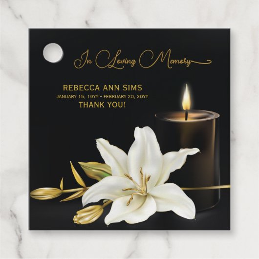 Lily Candle Funeral Bedankjes Labels (Voorkant)