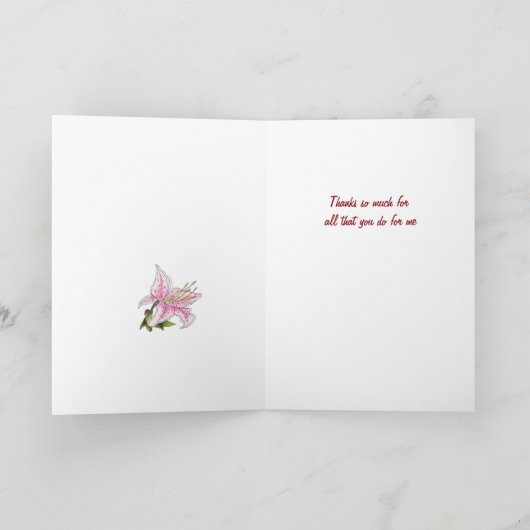 Lily Care Giver Appreciation Kaart (Binnen)