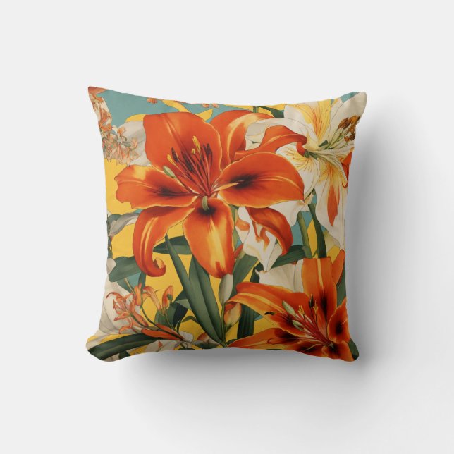 Lily Collage Sjaal Design Mockup Kussen (Voorkant)