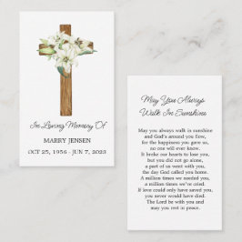 Lily Cross Herdenkingsgebedskaart Visitekaartje