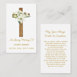 Lily Cross Memorial Funeral Prayer Card Visitekaartje