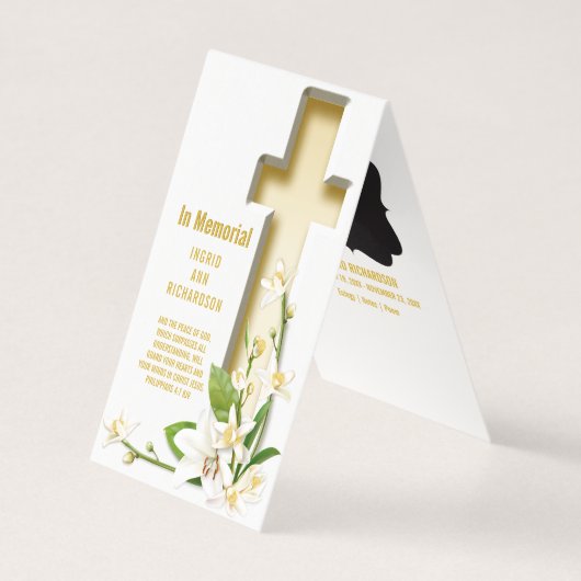 Lily Cross Schriftuur Foto Herdenkingsdienst Kaart (Voorkant)